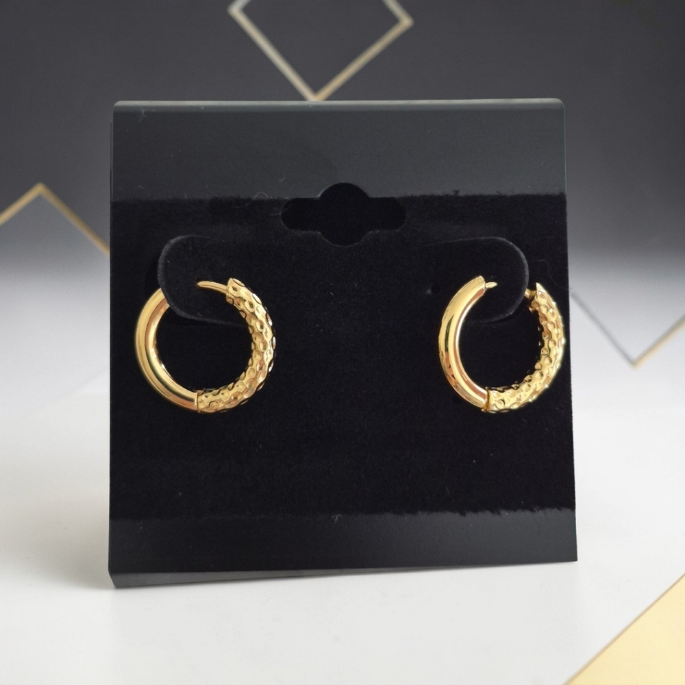 Textured Gold Hoop Stainless Steel Earrings - 10mm